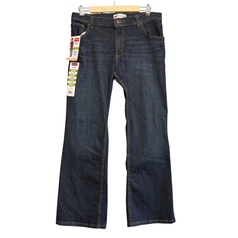 Wrangler Jeans Boys 16 Husky Dark Blue Classic Bootcut Five Star Premium New